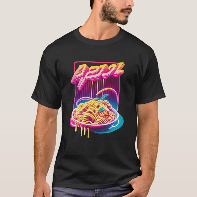 Pasta Synthwave 80er Retrowave Ästhetik T-Shirt (Vorderseite)