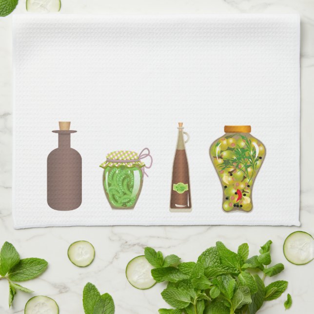 Pasta und Pepper Jars Geschirrtuch (Gefaltet)