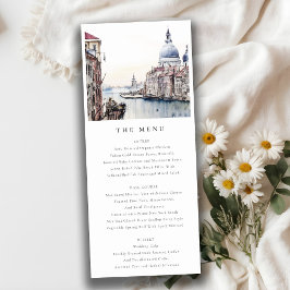 Pasta Venice Italy Canals Watercolor Menu Card Einladung