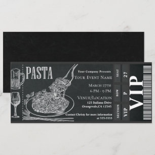 Pasta-Wein-Abend Kreide VIP-Dinnerparty-Ticket Einladung