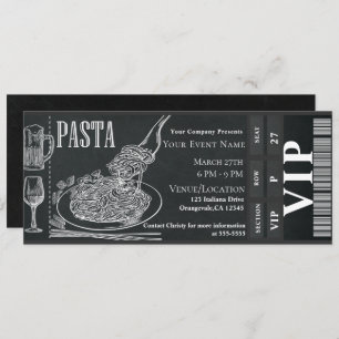 Pasta WIne Dinner Chalk VIP Abendessen Party Ticke Einladung