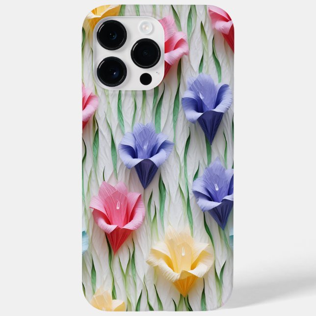 PASTEL 3-D-PAPIER SEHEN GLADIOLA-BLUME Case-Mate iPhone HÜLLE (Rückseite)