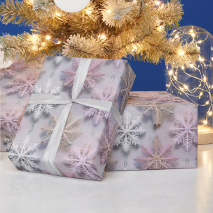 Pastel-3D-Schneeflocken Geschenkpapier