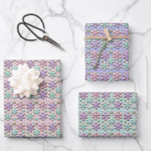 Pastel 3D Snowflakes Weihnachtsbaby Geschenkpapier Set