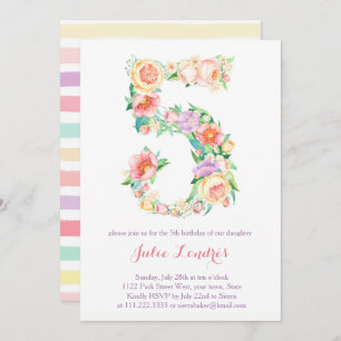 Pastel 5. Geburtstag Einladungen für Alfresco Part