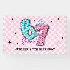 Pastel 67 Six Seven Girl Birthday Party Banner