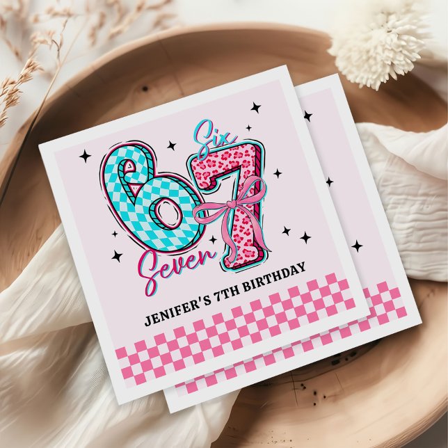 Pastel 67 Six Seven Girl Birthday Party Serviette (Von Creator hochgeladen)