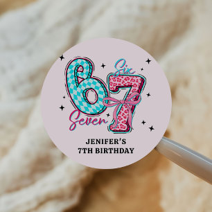 Pastel 67 Six Seven Mädchen Geburtstagsfeier Runder Aufkleber