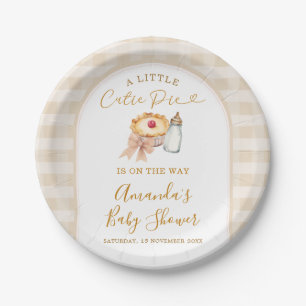 Pastel A Little Süsse Pie Gingham Fall Baby Dusche Pappteller