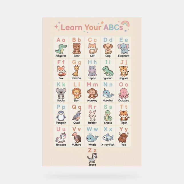 Pastel ABC Animals Poster for Kids (Vorderseite)