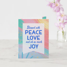 Pastel Abstract Peace Love Joy Christmas Card Karte
