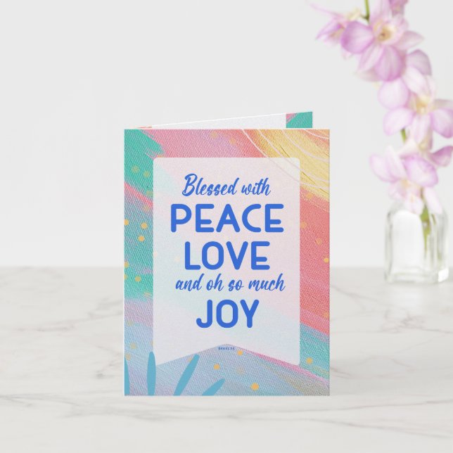 Pastel Abstract Peace Love Joy Christmas Card Karte (Orchidee)