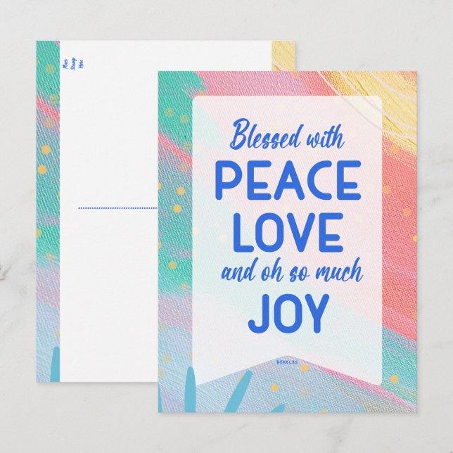 Pastel Abstract Peace Love Joy Christmas Post Card Postkarte (Vorne/Hinten)