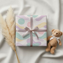 Pastel Abstract Seamless Pattern Waves and Circles