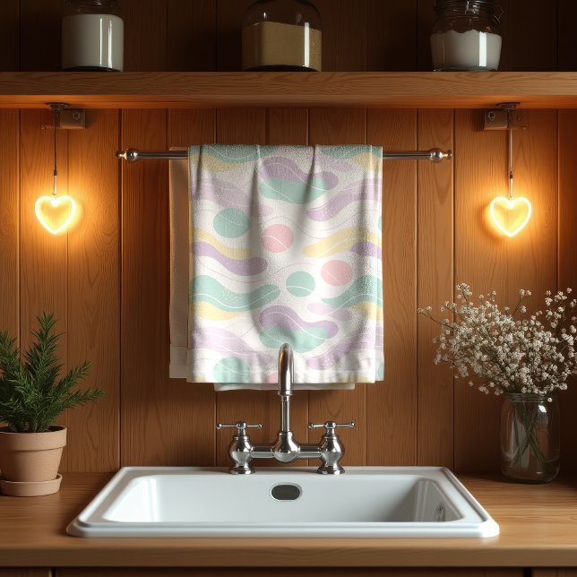 Pastel Abstract Seamless Pattern Waves and Circles Geschirrtuch (Von Creator hochgeladen)