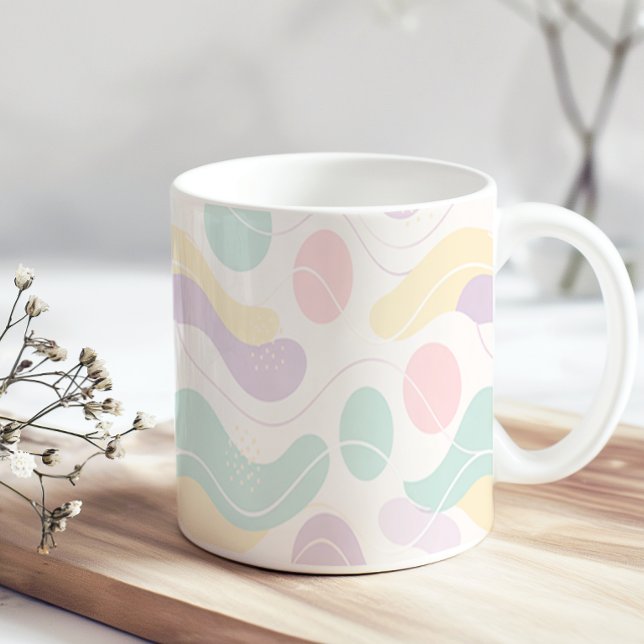 Pastel Abstract Seamless Pattern Waves and Circles Kaffeetasse (Von Creator hochgeladen)