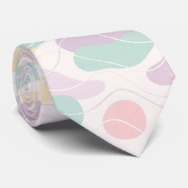 Pastel Abstract Seamless Pattern Waves and Circles Krawatte