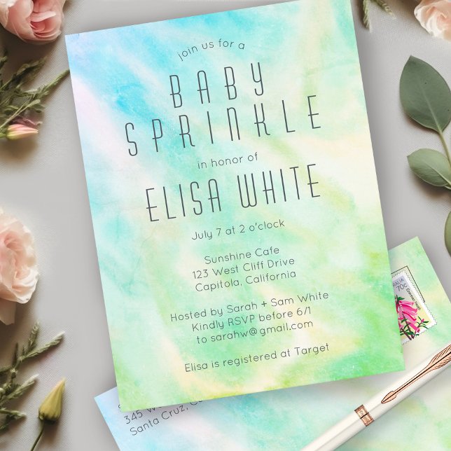 Pastel Abstrakt Elegante Chic CUSTOM BABY SPRINKLE Einladungspostkarte (Pastel Abstract Elegant Chic CUSTOM BABY SPRINKLE Invitation Postcard
)