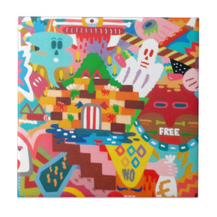 Pastel Abstrakt Graffiti Mural Fliese