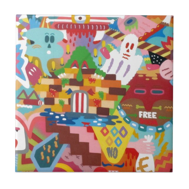 Pastel Abstrakt Graffiti Mural Fliese (Vorderseite)