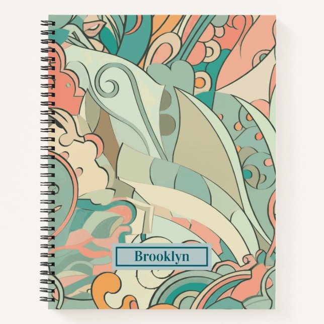 Pastel Abstrakt Paisley Muster Spiral Notebook Notizbuch (Vorderseite)