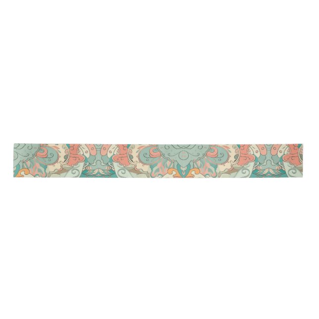 Pastel Abstrakt Paisley Pattern Satinband (Vorderseite)