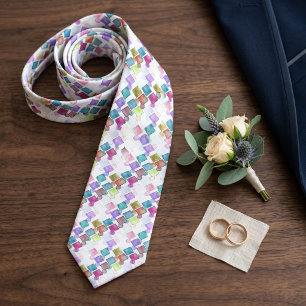 Pastel Abstrakt Retro Squares Polka Dots Muster Krawatte