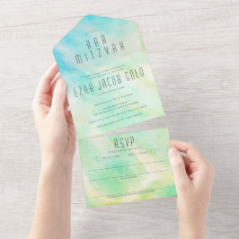 Pastel Abstrakt Simple Chic CUSTOM BAR MITZVAH All In One Einladung