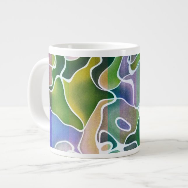 Pastel Abstrakt Stripes Jumbo-Tasse (Vorderseite Links)