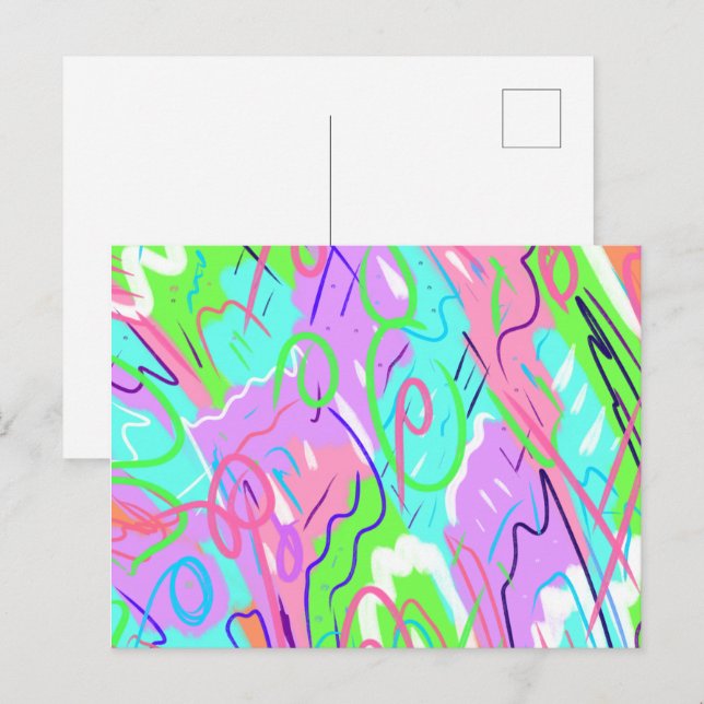 Pastel Abstrakter Pop Art Postkarte (Vorne/Hinten)