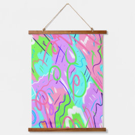 Pastel Abstrakter Pop Art Wandteppich Mit Holzrahmen