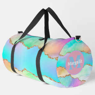 Pastel Agate Rainbow Holographic Large Duffel Bag Duffle Bag