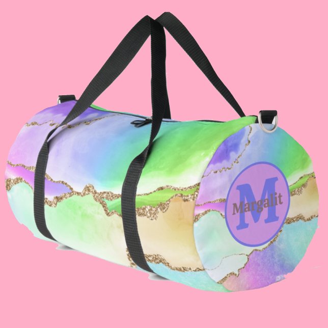 Pastel Agate Rainbow Holographic Large Duffel Bag Duffle Bag (Von Creator hochgeladen)