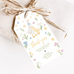 Pastel Albern Gänse Babydusche Spuren Tags Geschenkanhänger
