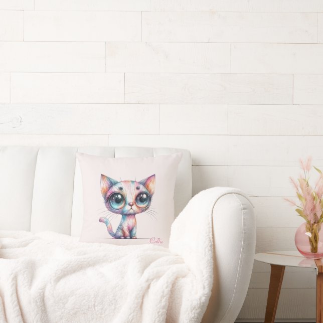 Pastel Alcohol Ink Cat Kissen (Liege)