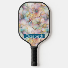 Pastel Alcohol Ink Floral Personalized Pickleball Schläger