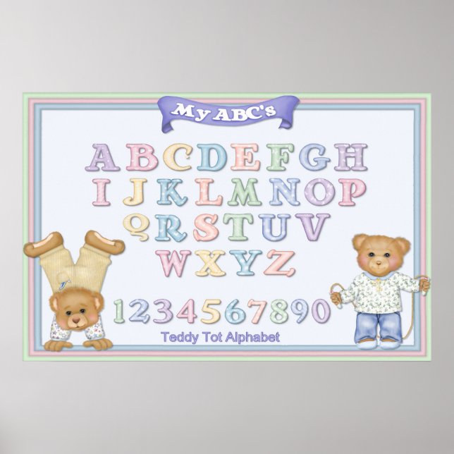 Pastel Alphabet Fun Teddy Bears Poster (Vorne)