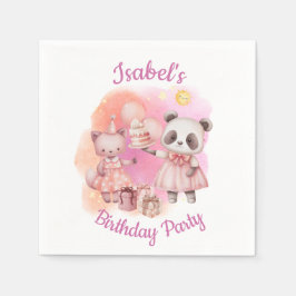 Pastel Animal Birthday Party Napkins Serviette
