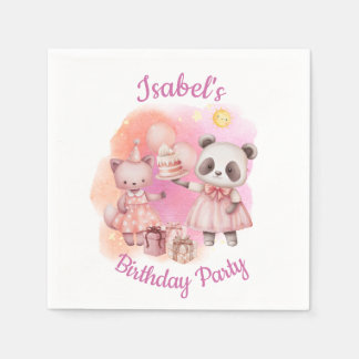 Pastel Animal Birthday Party Napkins Serviette