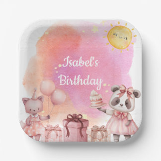 Pastel Animal Birthday Party Paper Plate Pappteller