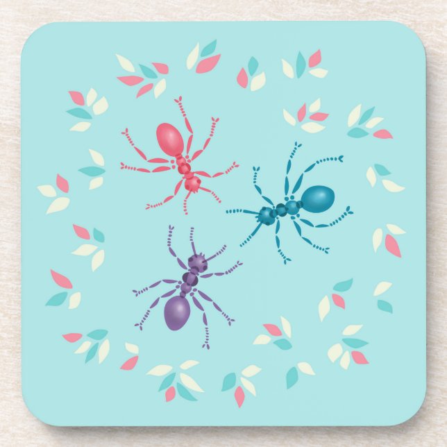 Pastel Ants Insect Lover Getränkeuntersetzer (Vorderseite)