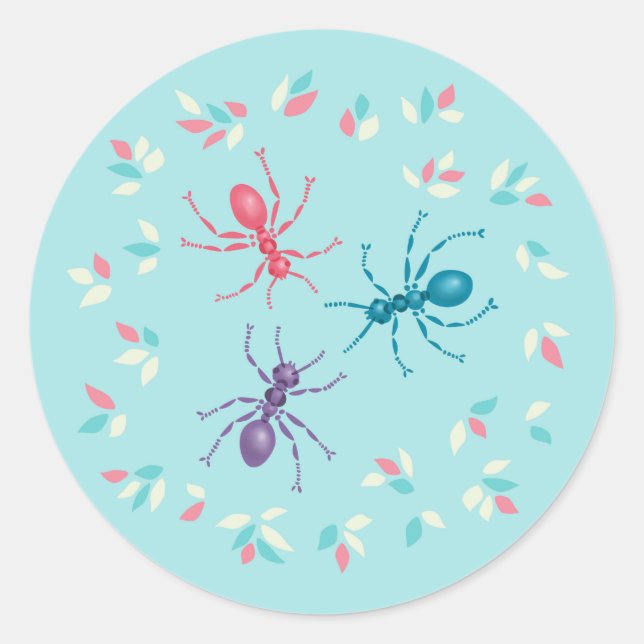Pastel Ants Insect Lover Runder Aufkleber (Vorderseite)