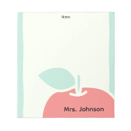Pastel Apple Brush Frame Teacher Notepad Notizblock