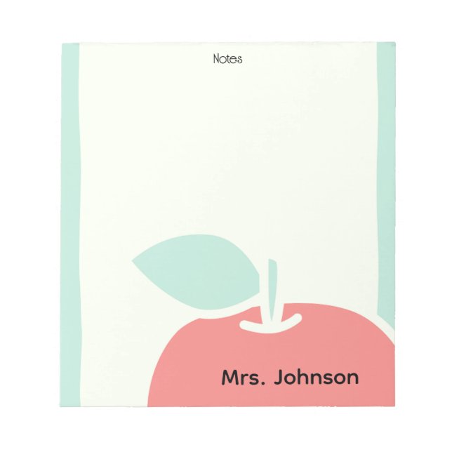 Pastel Apple Brush Frame Teacher Notepad Notizblock (Vorderseite)