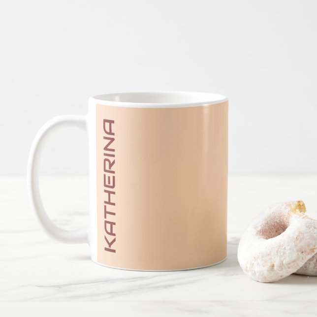 Pastel Apricot Solid Color Personalisiert Kaffeetasse (Mit Donut)