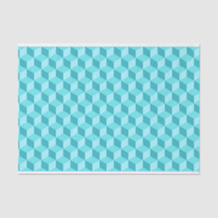 PASTEL AQUA BLUE GEOMETRIC CUBE PATTERS SEIDENPAPIER