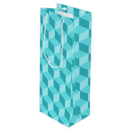PASTEL AQUA GEOMETRIC CUBE PATTERS GESCHENKTÜTE FÜR WEINFLASCHEN