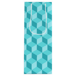 PASTEL AQUA GEOMETRIC CUBE PATTERS GESCHENKTÜTE FÜR WEINFLASCHEN