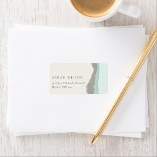 Pastel Aqua Gray Kraft Mountain Wave Adresse Adressaufkleber