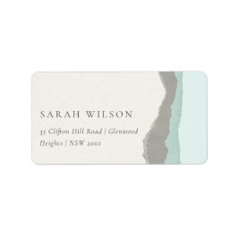 Pastel Aqua Gray Kraft Mountain Wave Adresse Adressaufkleber